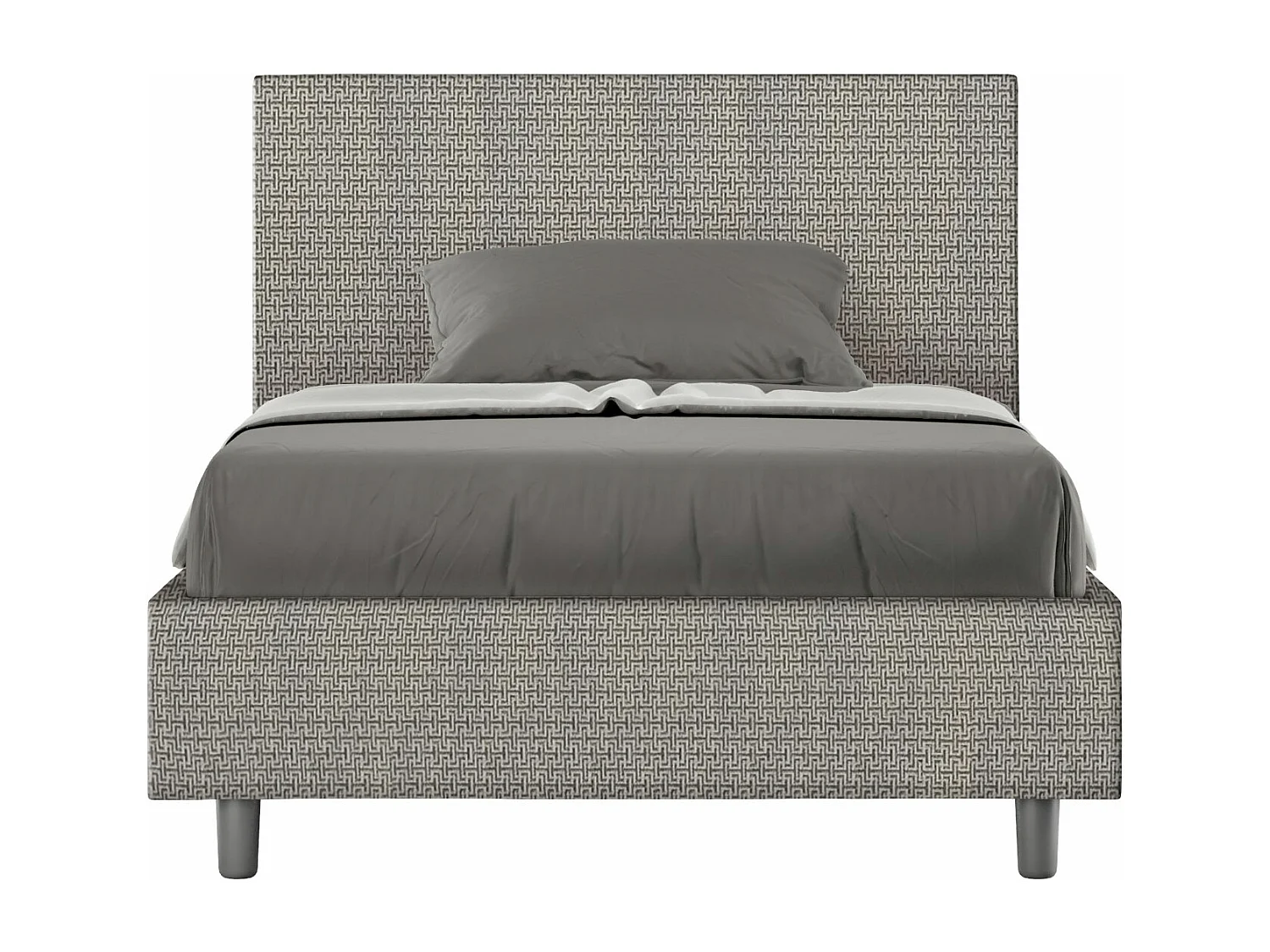 Lit 1 place et demi sans sommier rembourré 120x200 tissu Labirinto 2 gris Adele