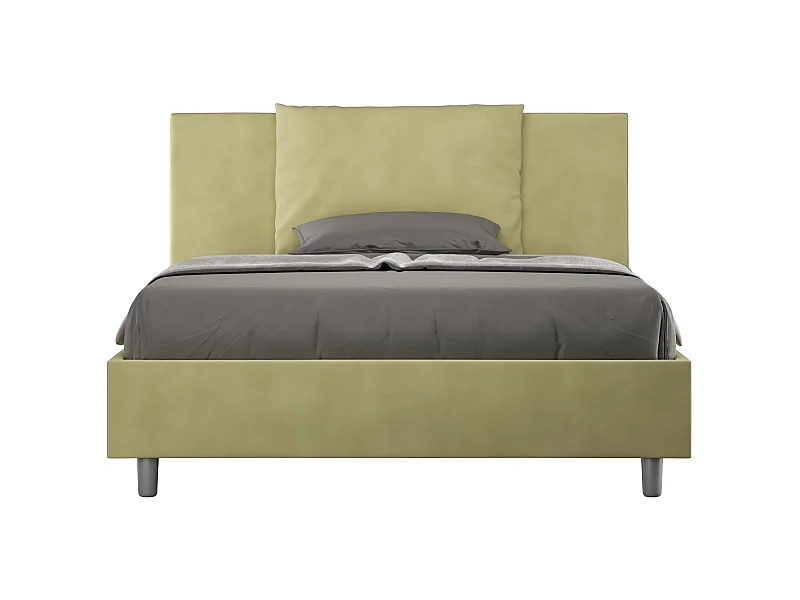 Lit double sans sommier rembourré 140x200 microfibre vert Antea