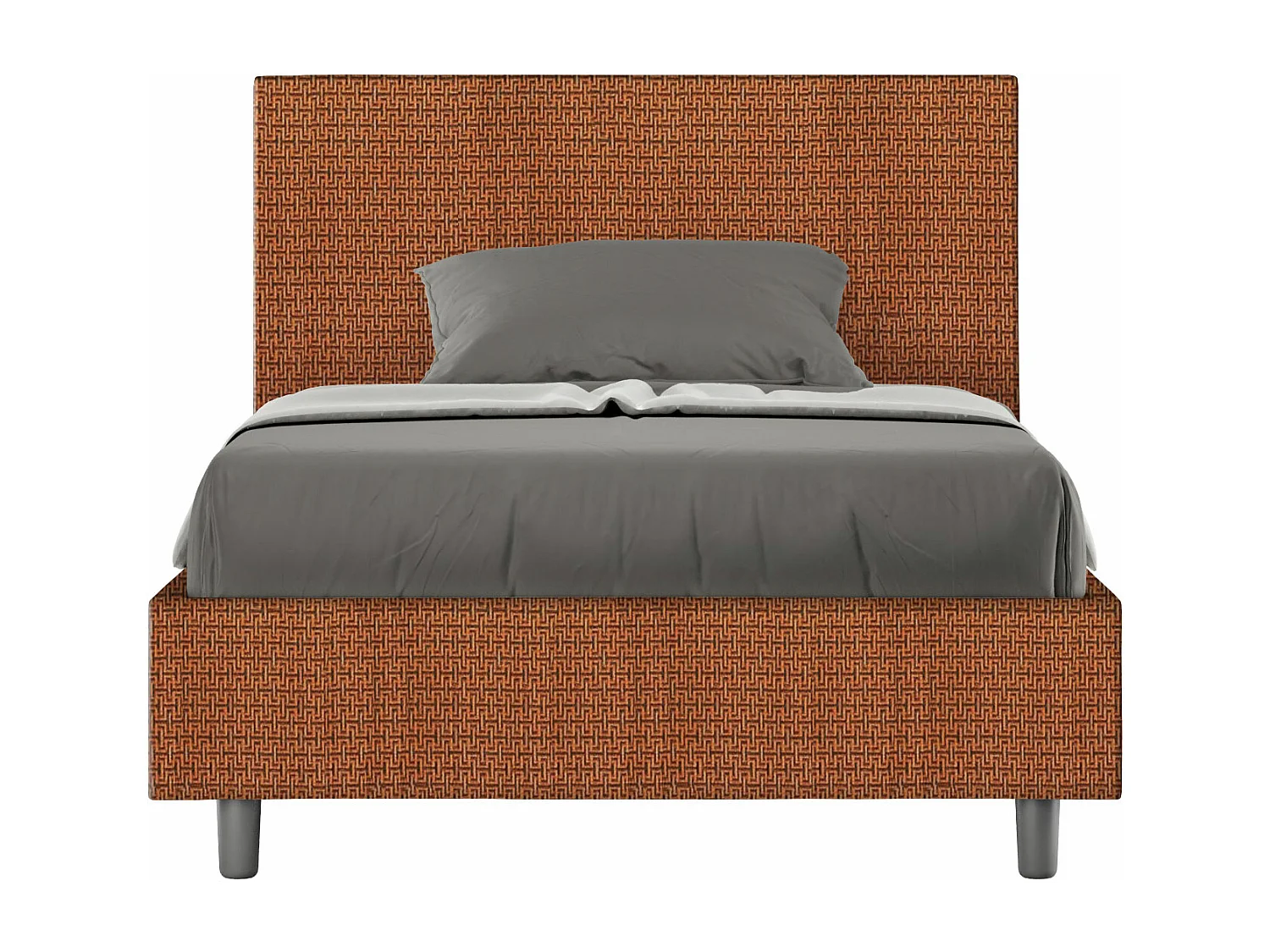 Cama con somier acolchado 120x210 Labirinto 04 tela Adele naranja