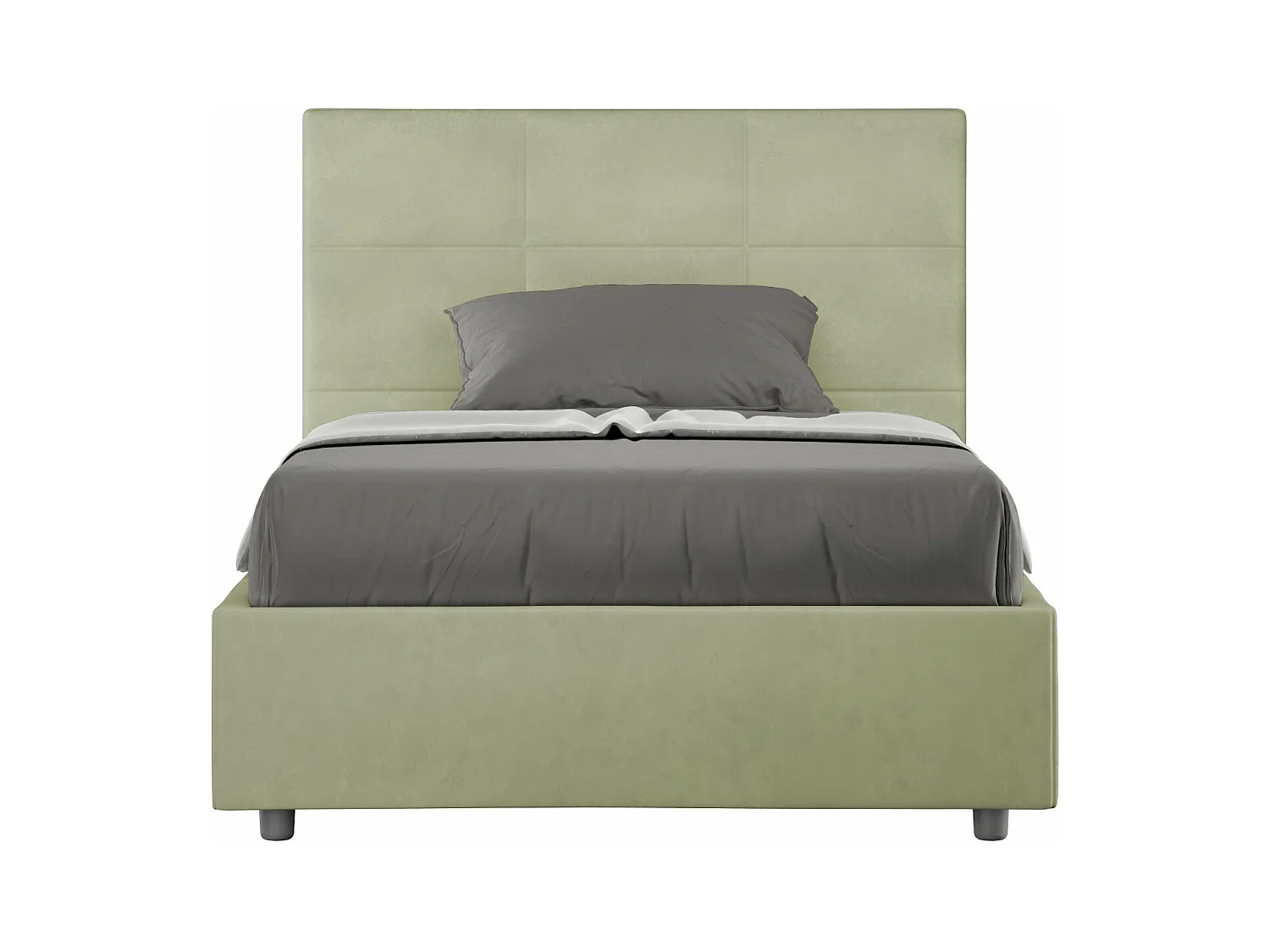 Lit 1 place et demi sans sommier rembourré 120x190 microfibre vert Mika