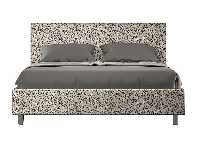 Lit sans sommier rembourré 160x210 tissu Era 02 gris Adele