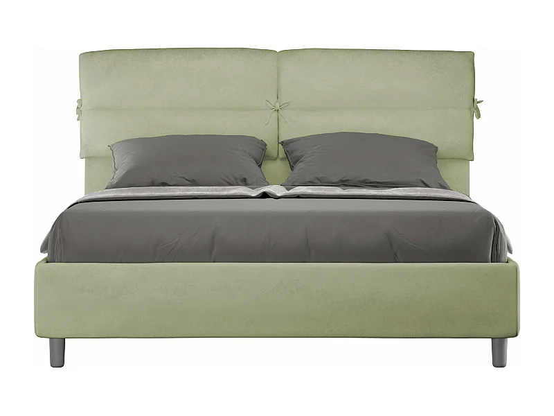 Lit avec sommier rembourré 160x210 microfibre vert Nandy