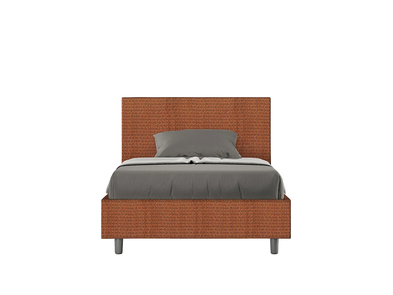 Cama de una plaza y medio  sin somier acolchada 120x210 tejido Labirinto 4 naranja Adele