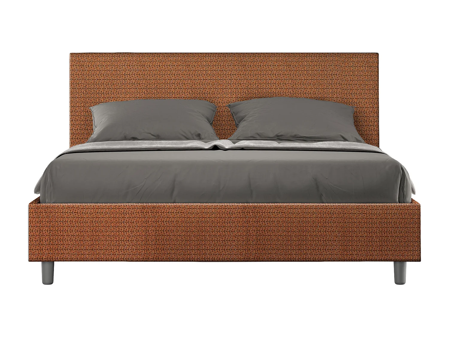 Lit sans sommier rembourré 160x210 tissu Labirinto 04 orange Adele
