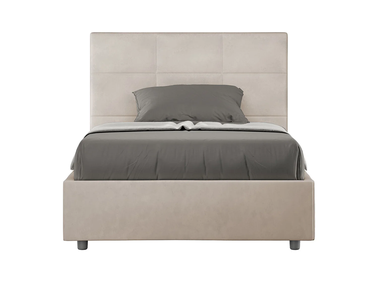 Lit 1 place et demi avec sommier rembourré 120x190 microfibre sable Mika