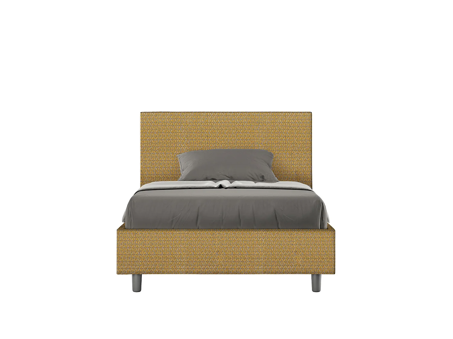 Lit 1 place et demi avec sommier rembourré 120x210 tissu Labirinto 6 jaune Adele