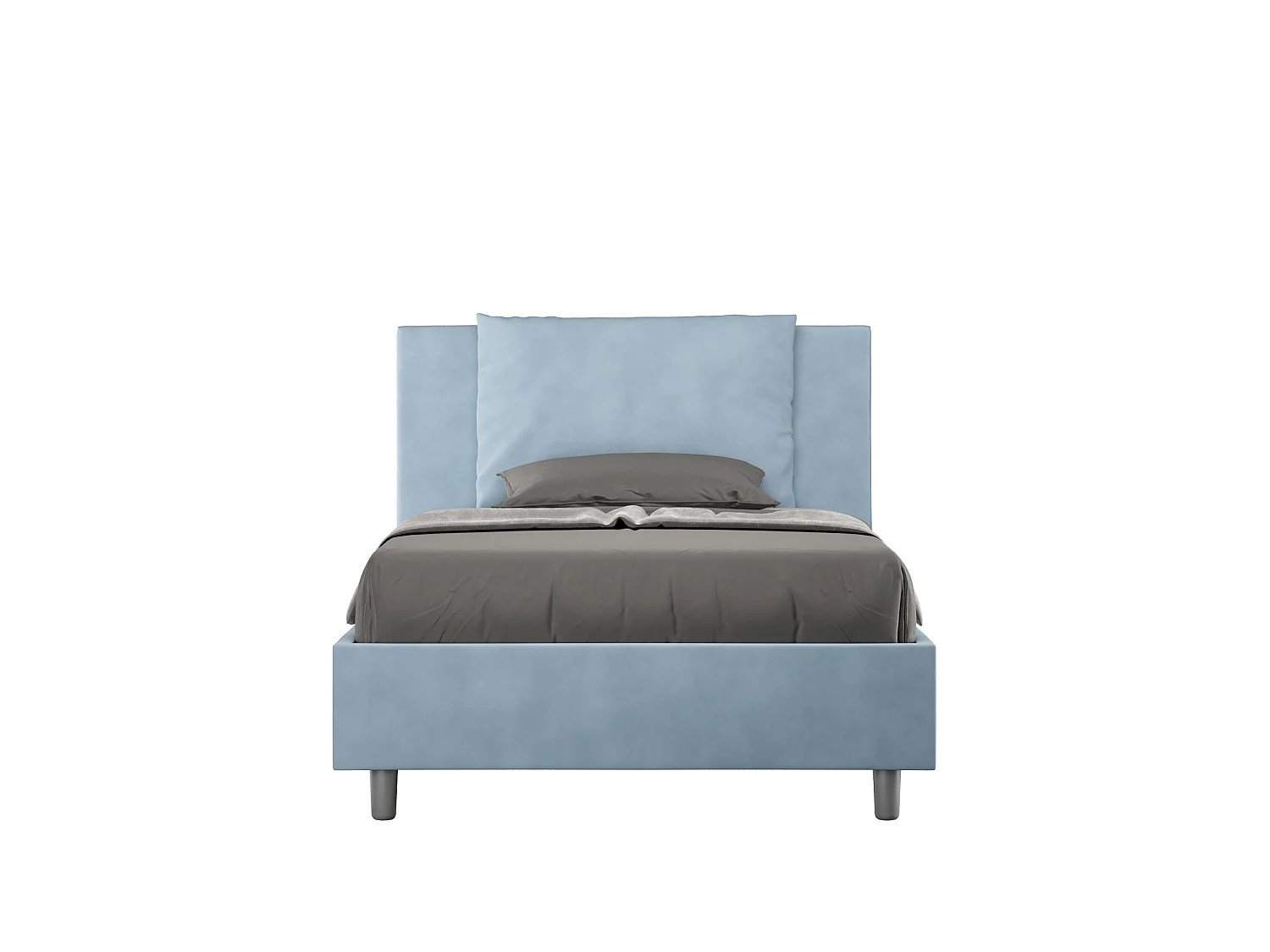 Cama de una plaza y medio con somier acolchada 120x200 microfibra azul claro Antea