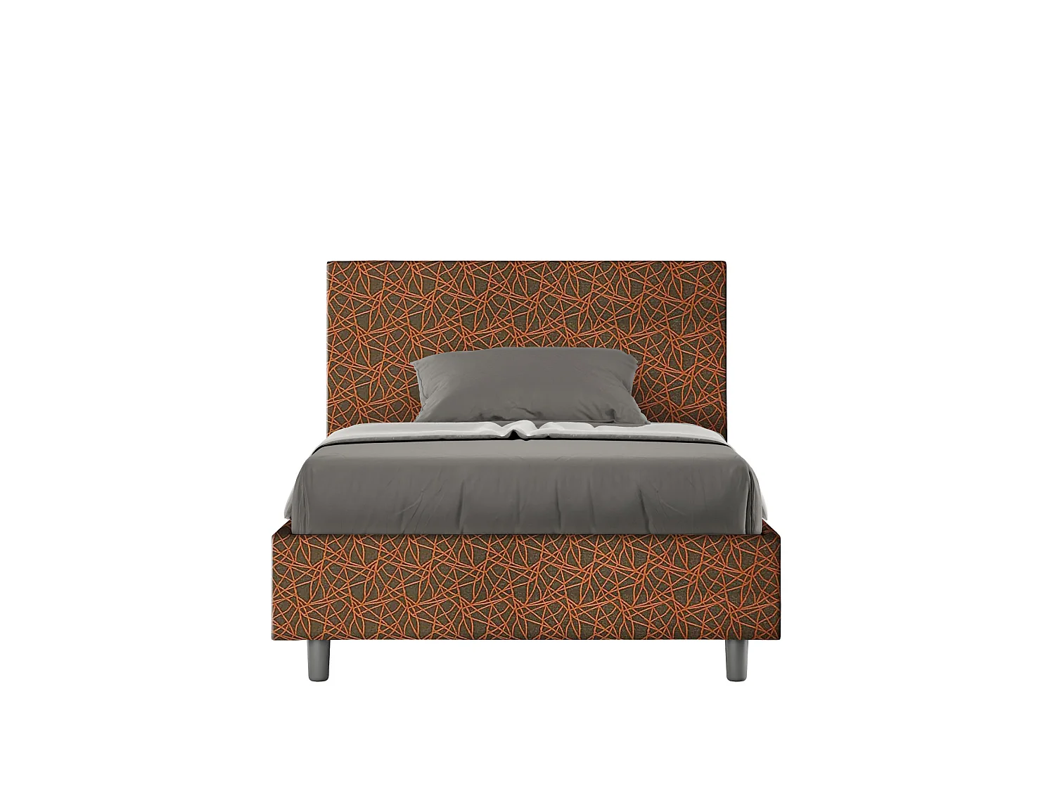 Cama de una plaza y medio  sin somier acolchada 120x200 tejido Era 4 naranja Adele