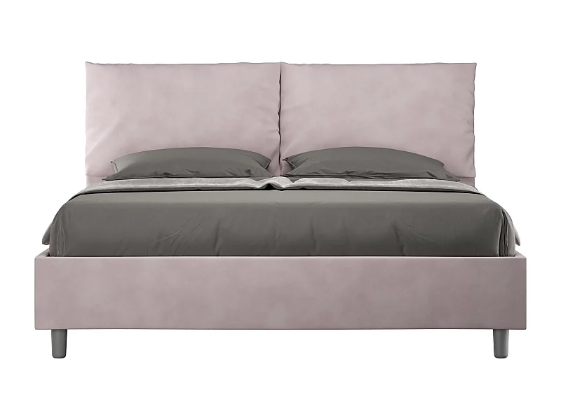 Lit avec sommier rembourré 160x190 microfibre lilas Antea