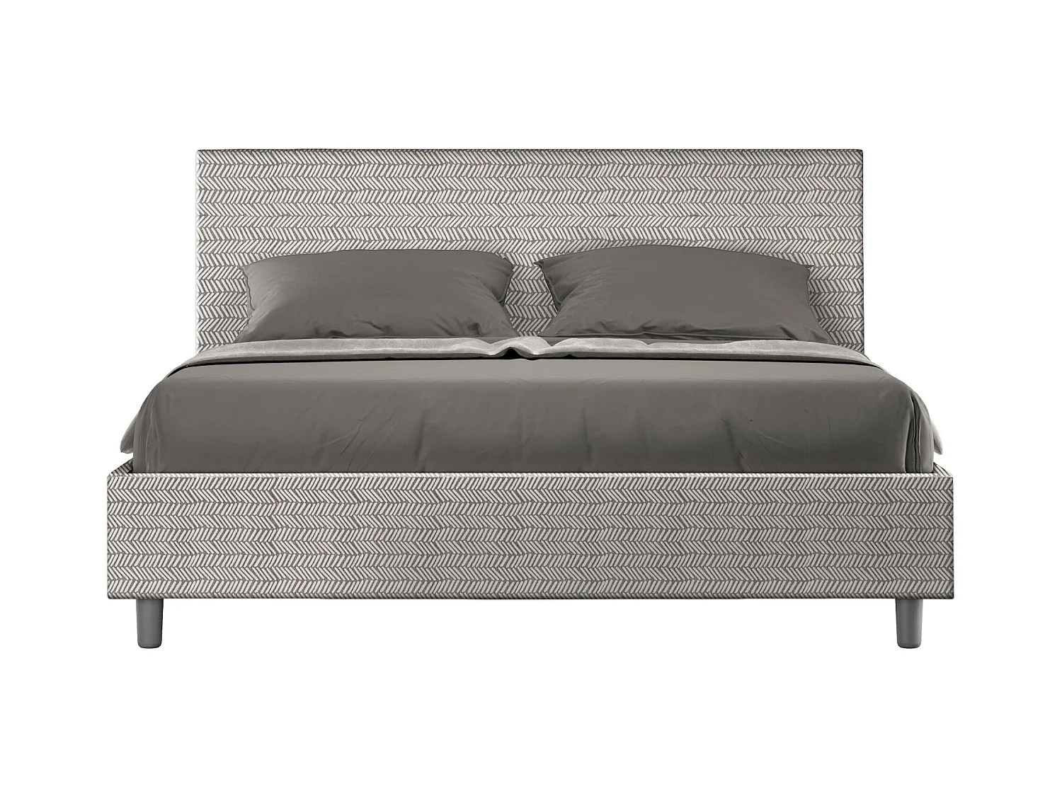 Lit avec sommier rembourré 160x210 tissu Aragona 1 blanc Adele