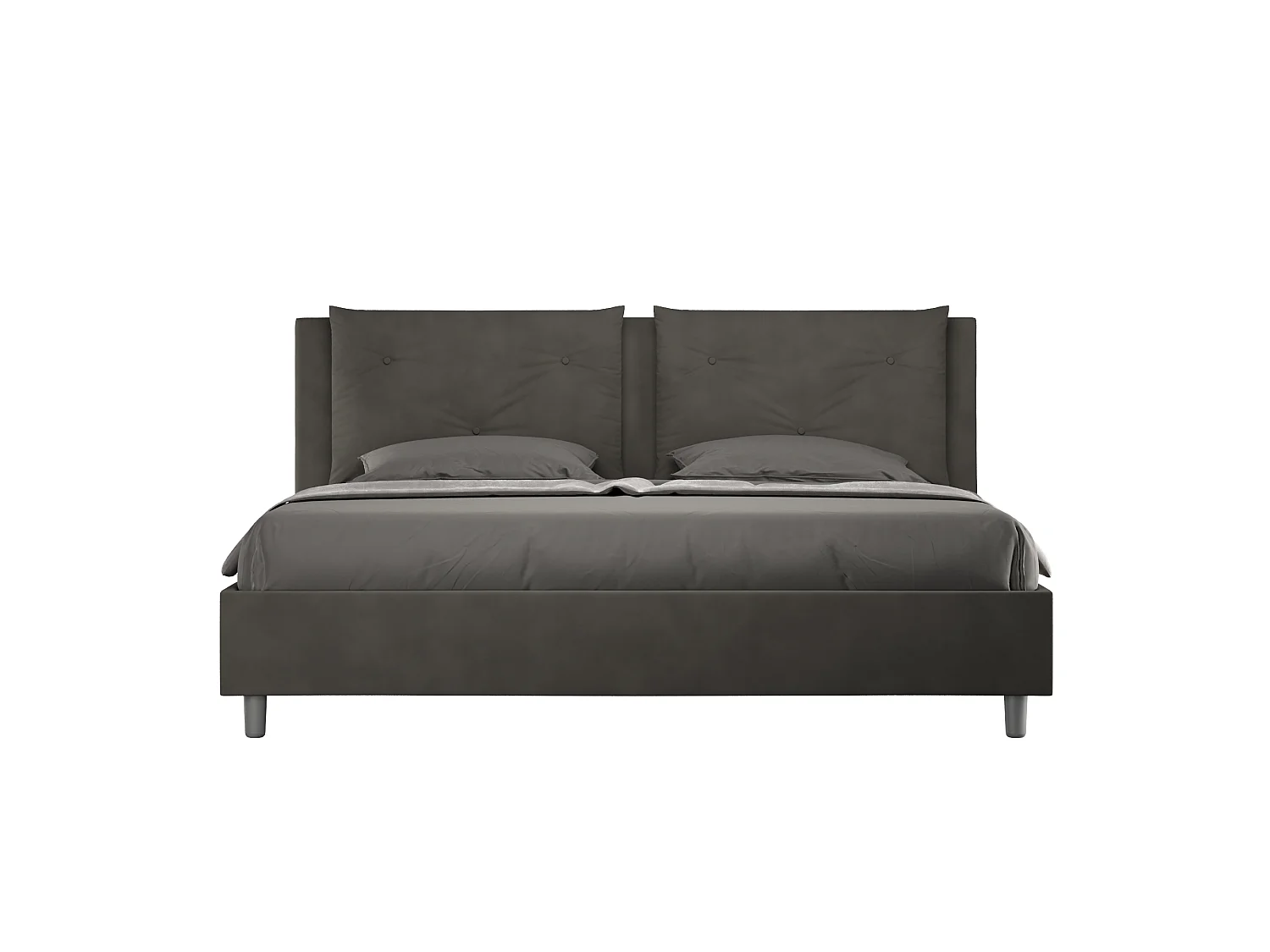 Lit avec sommier rembourré 180x190 microfibre gris Appia