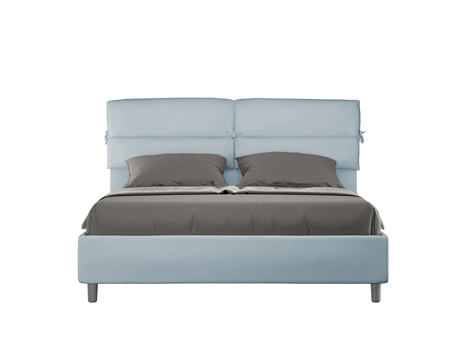 Lit sans sommier rembourré 160x210 microfibre bleu clair Nandy