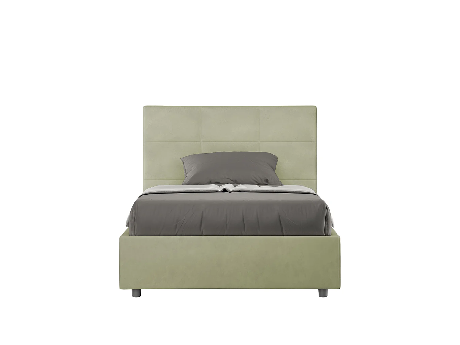 Lit 1 place et demi avec sommier rembourré 120x200 microfibre vert Mika