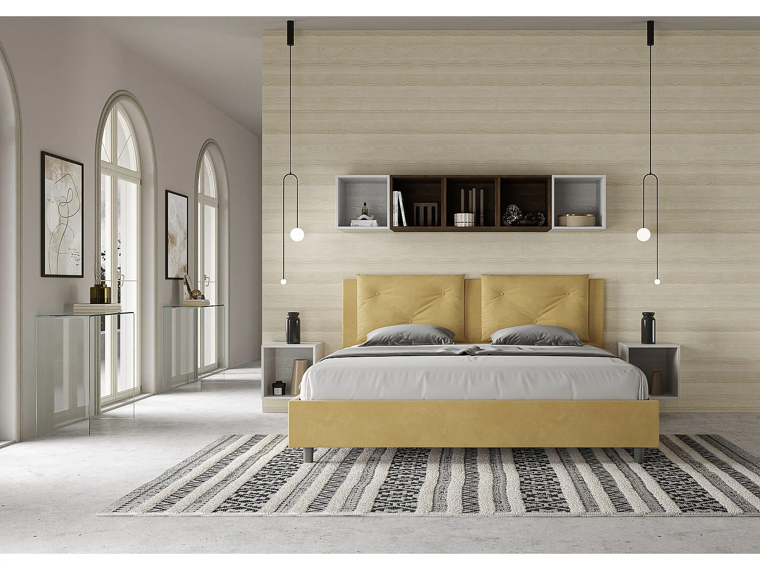 Appia oker microvezel gestoffeerd bed zonder bedbodem 180x190