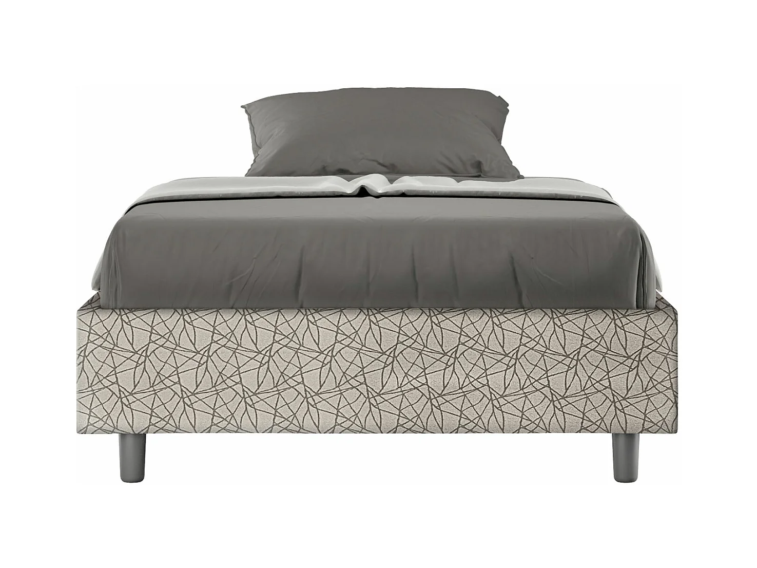 Cadre de lit 1 place et demi avec sommier rembourré 120x190 tissu Era 2 gris Azelia