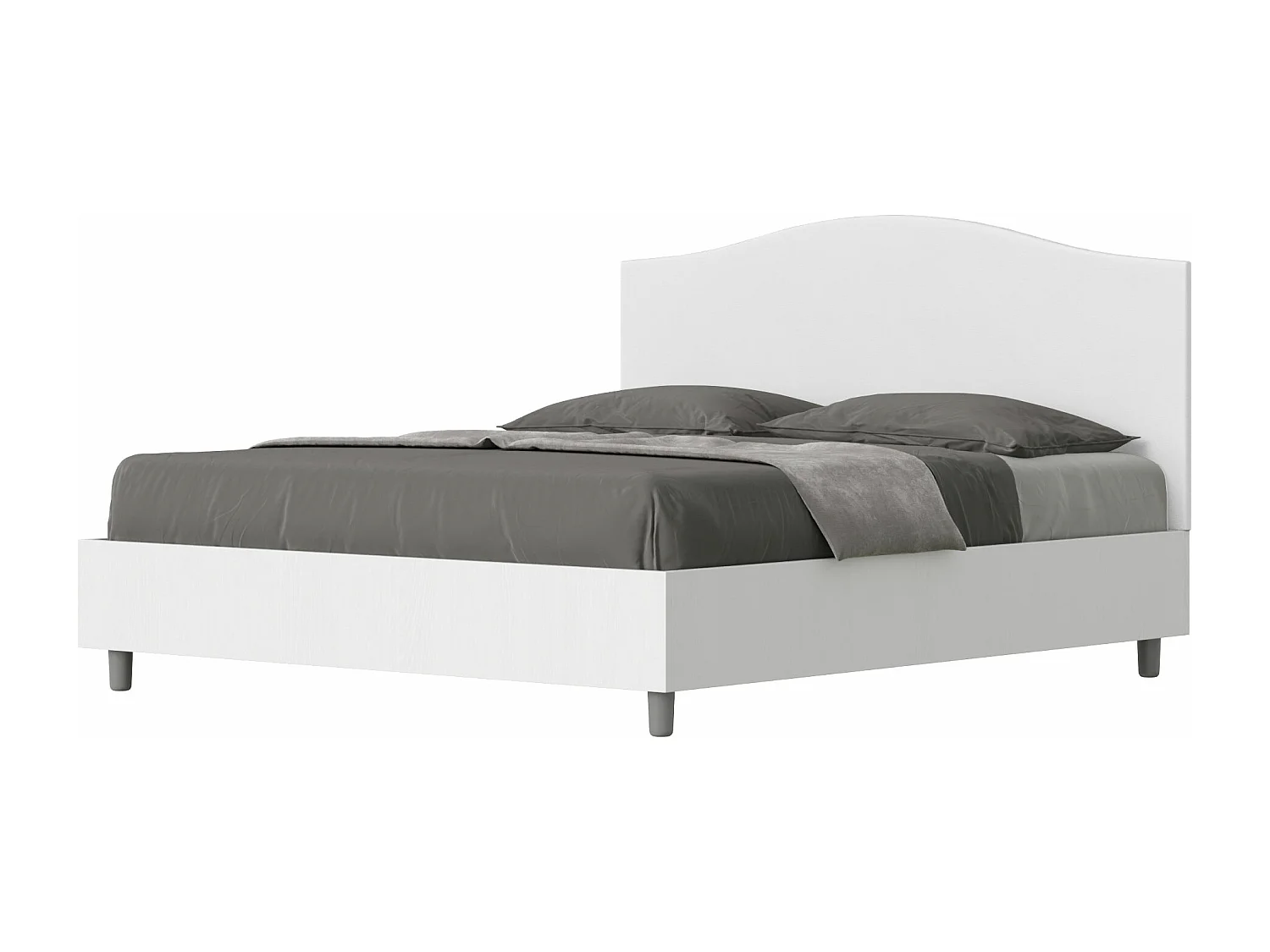 Bed zonder lattenbodem 160x200 wit essen frame Grace hoofdbord wit melamine/kunstleer