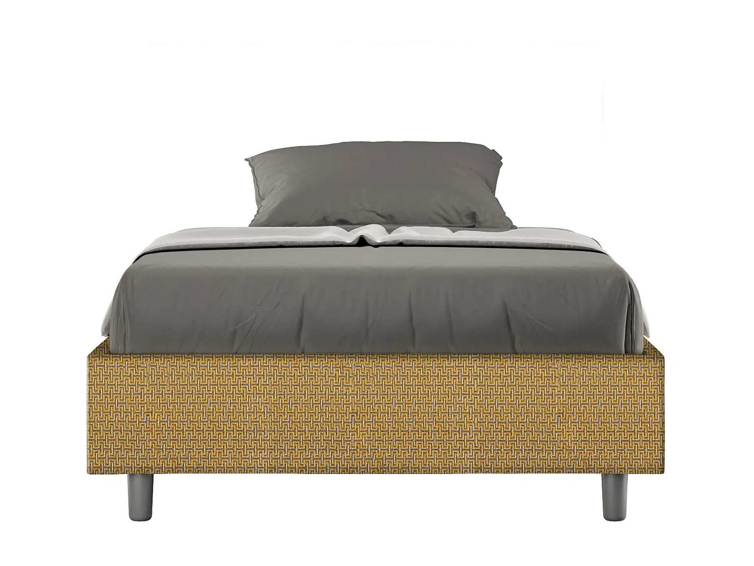 Cadre de lit 1 place et demi sans sommier rembourré 120x190 tissu Labirinto 6 jaune Azelia
