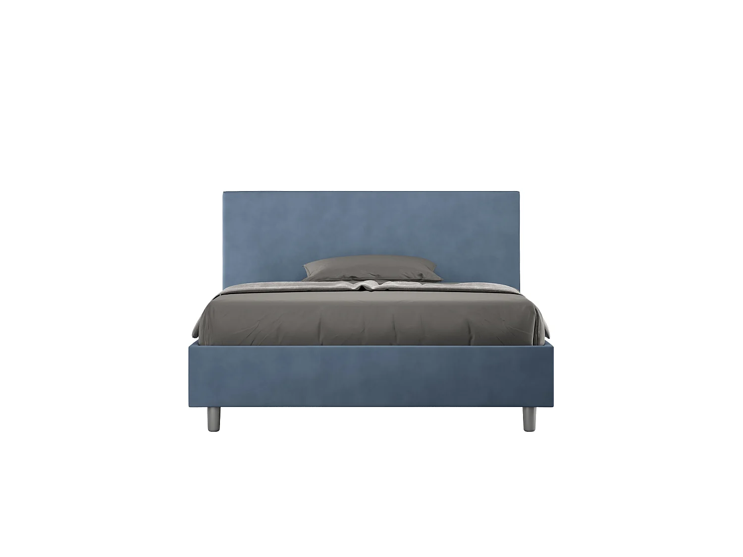 Lit double avec sommier rembourré 140x210 microfibre bleu Adele