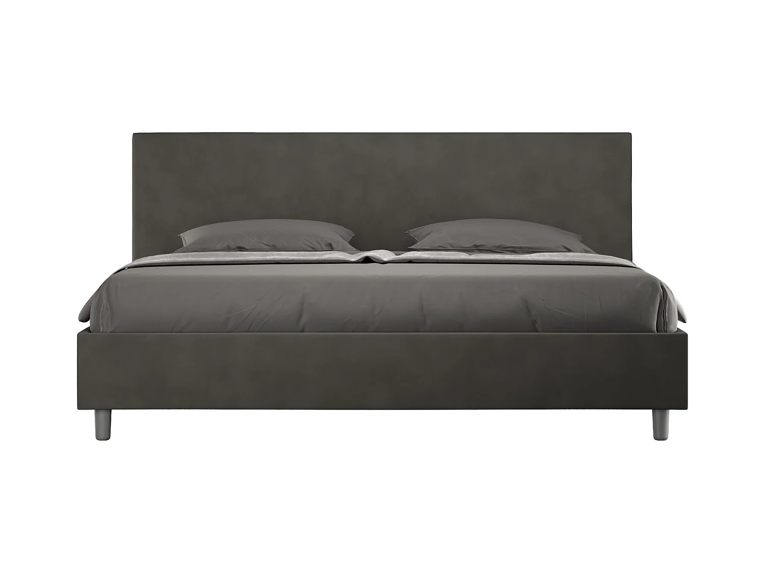 Lit avec sommier rembourré 180x210 microfibre gris Adele