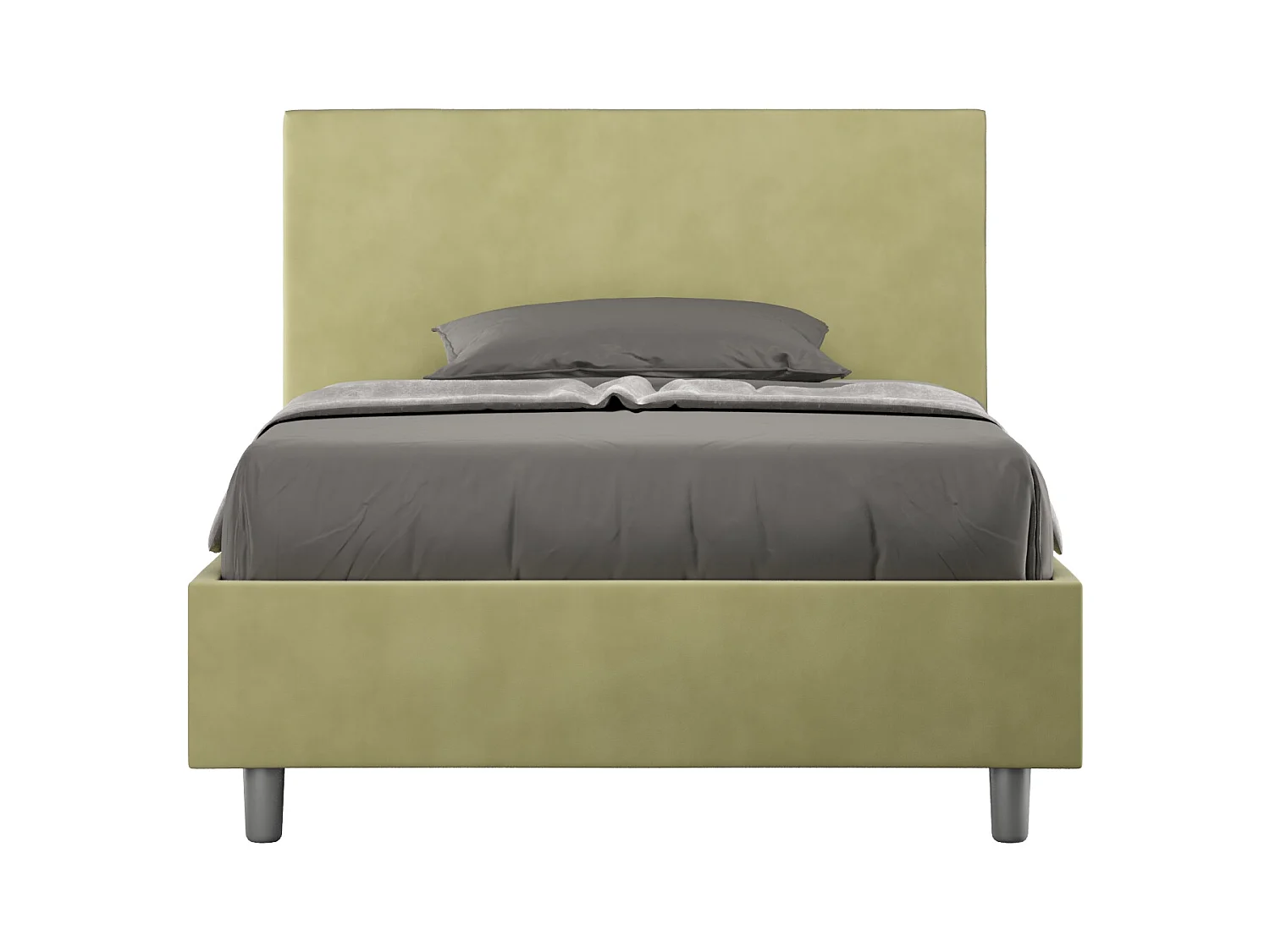 Lit 1 place et demi sans sommier rembourré 120x210 microfibre vert Adele