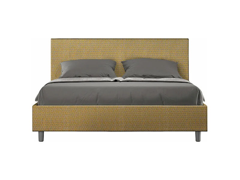 Gestoffeerd bed zonder bedbodem 160x210 in Labirinto 06 gele Adele stof