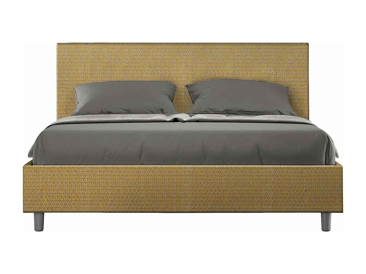 Lit sans sommier rembourré 160x210 tissu Labirinto 06 jaune Adele