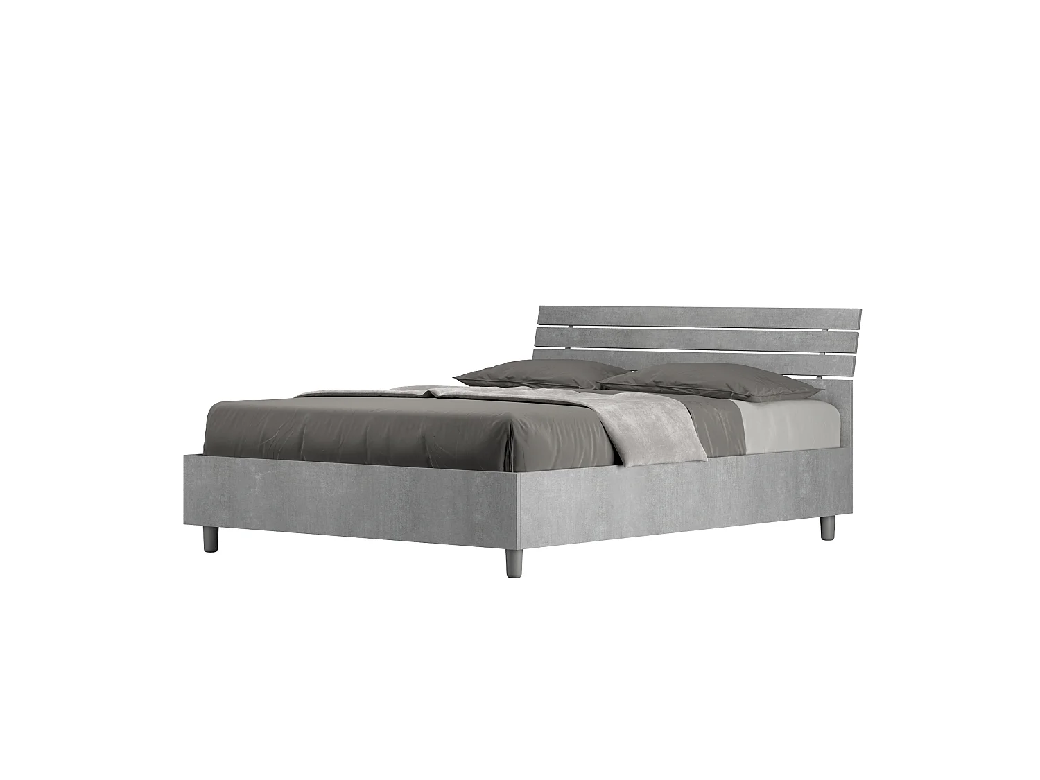 Letto matrimoniale francese senza rete 140x200 testata inclinata con doghe cemento Ankel
