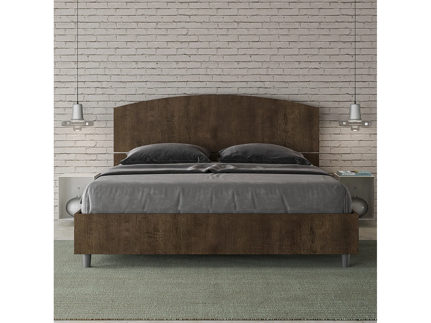 Lit sans sommier 160x200 noyer Dora