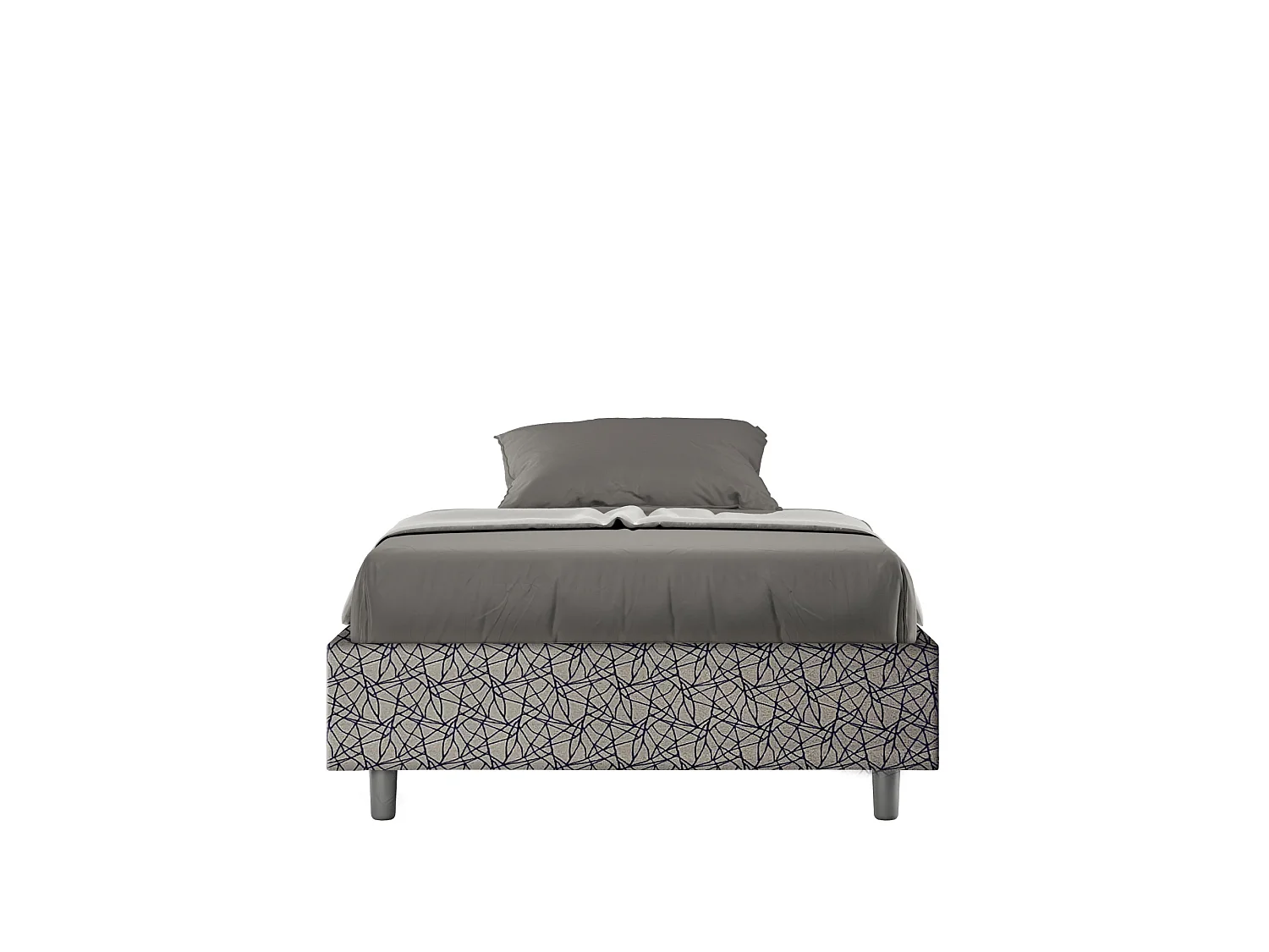 Cadre de lit 1 place et demi avec sommier rembourré 120x210 tissu Era 9 bleu Azelia