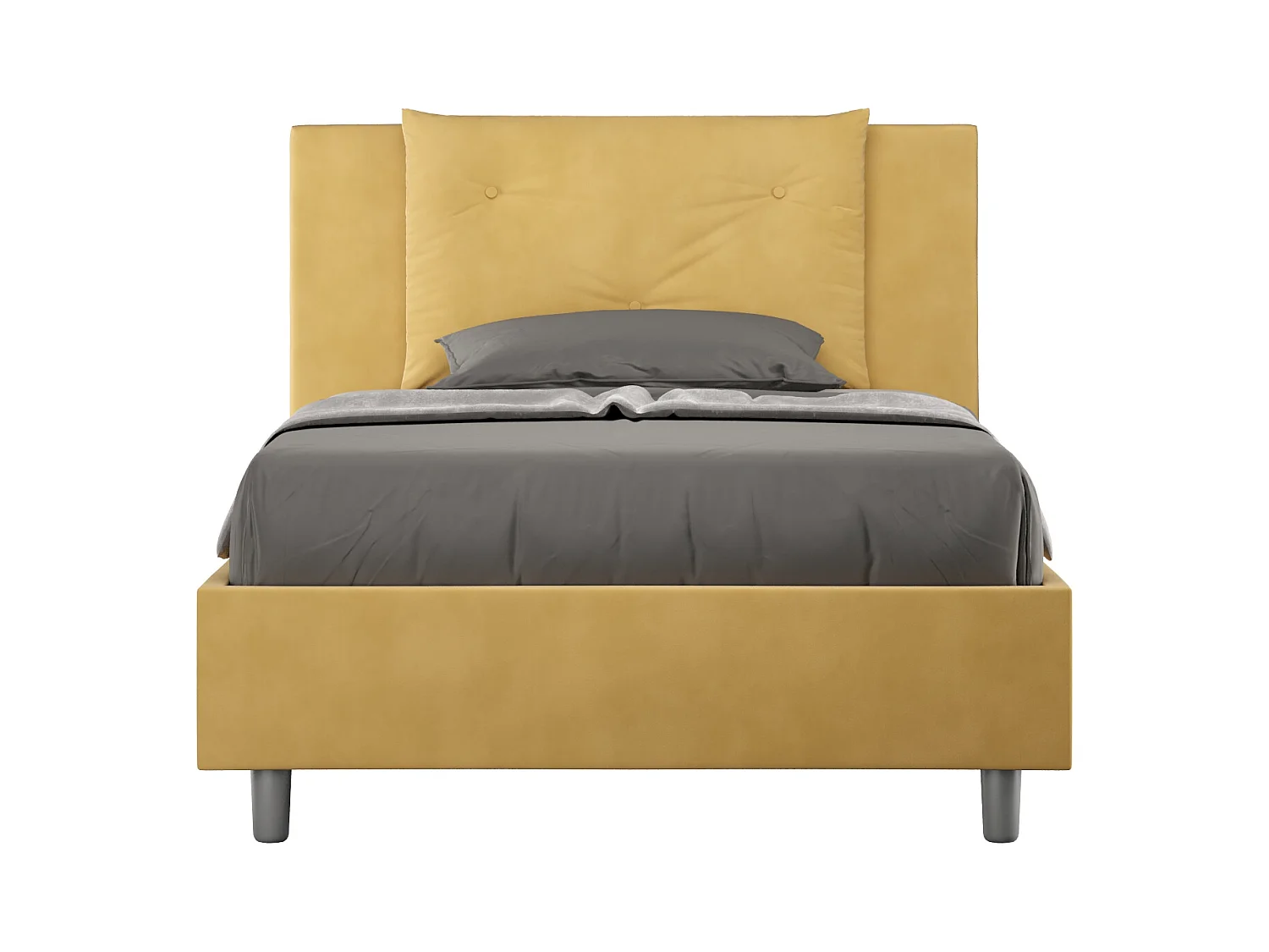 Lit 1 place et demi sans sommier rembourré 120x210 microfibre ocre Appia