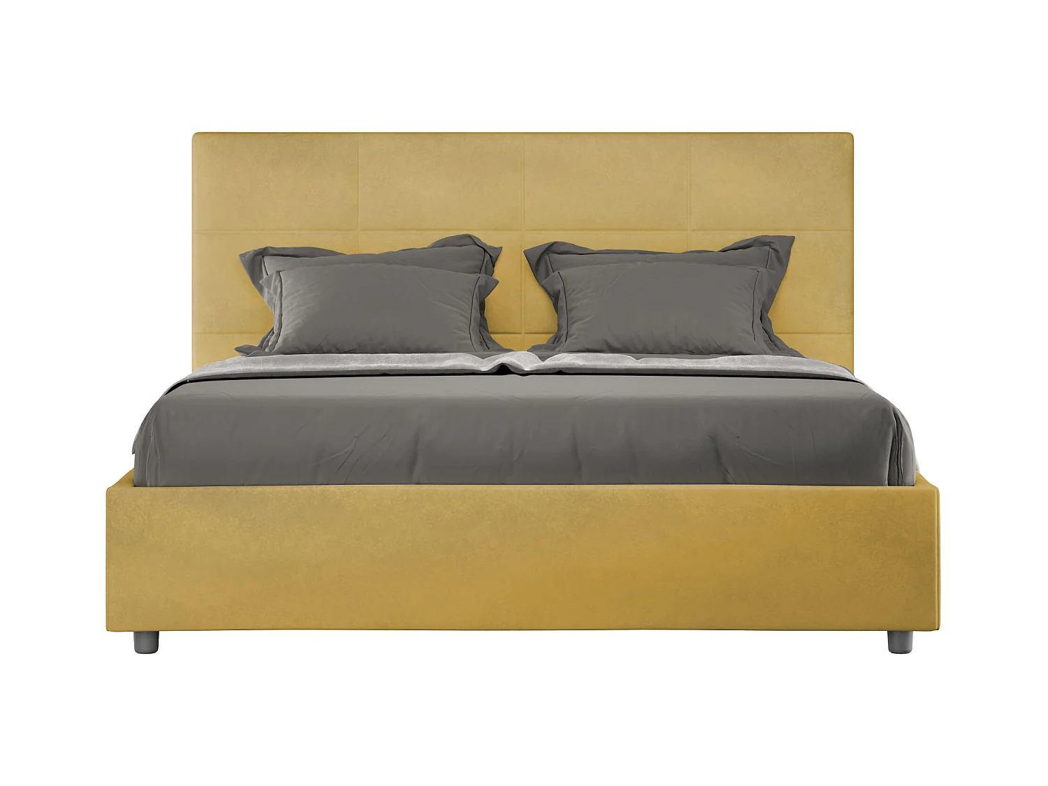 Lit sans sommier rembourré 160x210 microfibre ocre Mika