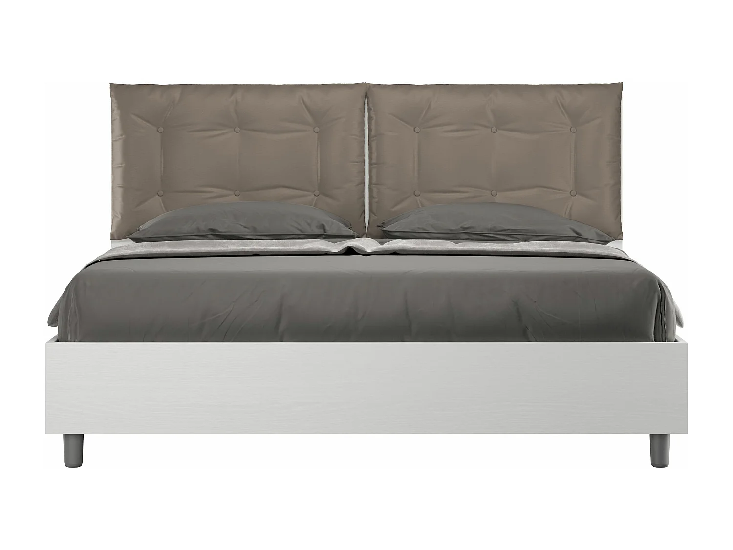 Lit sans sommier 160x200 avec coussins similicuir cappuccino Egos Annalisa