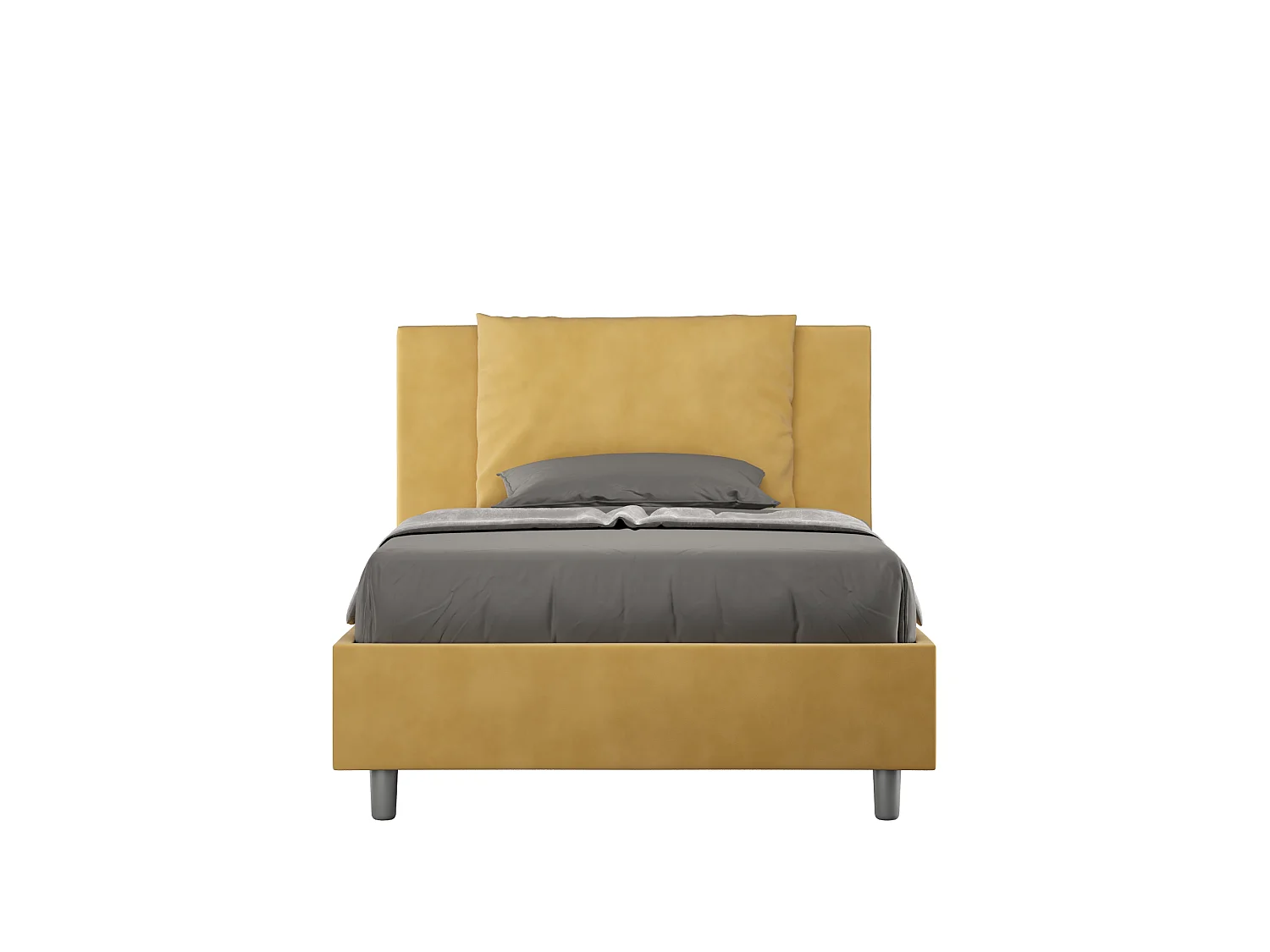 Lit 1 place et demi avec sommier rembourré 120x190 microfibre ocre Antea