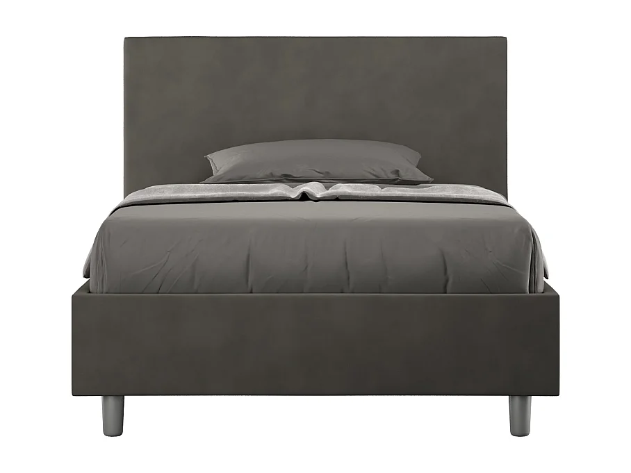 Lit 1 place et demi avec sommier rembourré 120x200 microfibre gris Adele