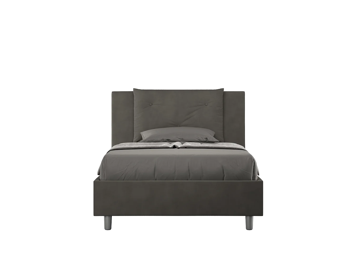 Lit 1 place et demi sans sommier rembourré 120x190 microfibre gris Appia