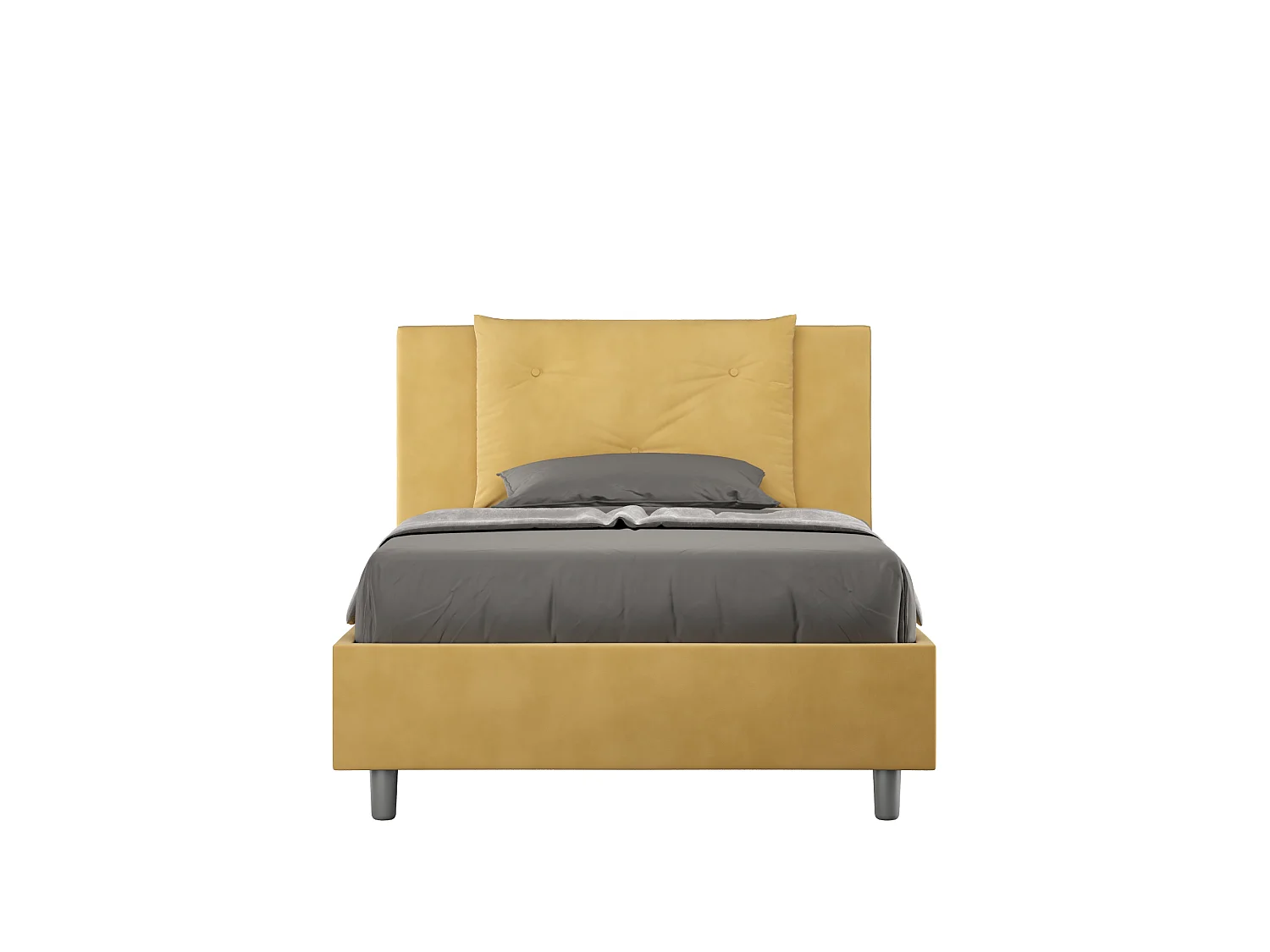 Lit 1 place et demi avec sommier rembourré 120x200 microfibre ocre Appia