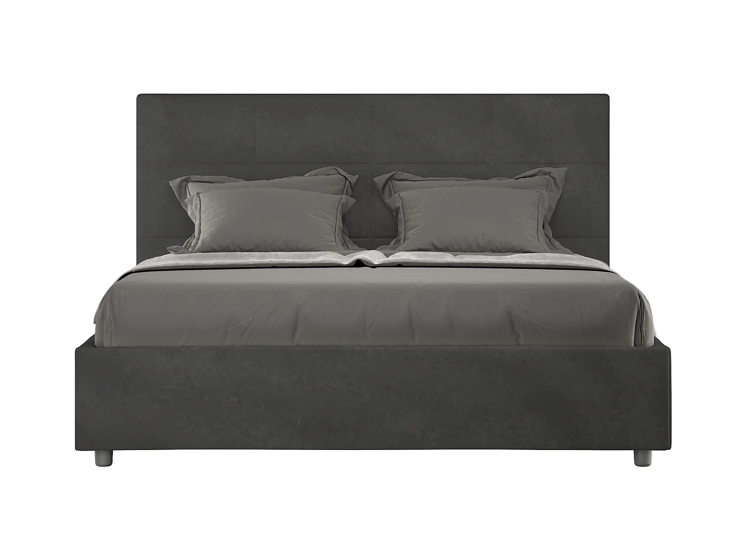 Lit sans sommier rembourré 160x200 microfibre gris Mika