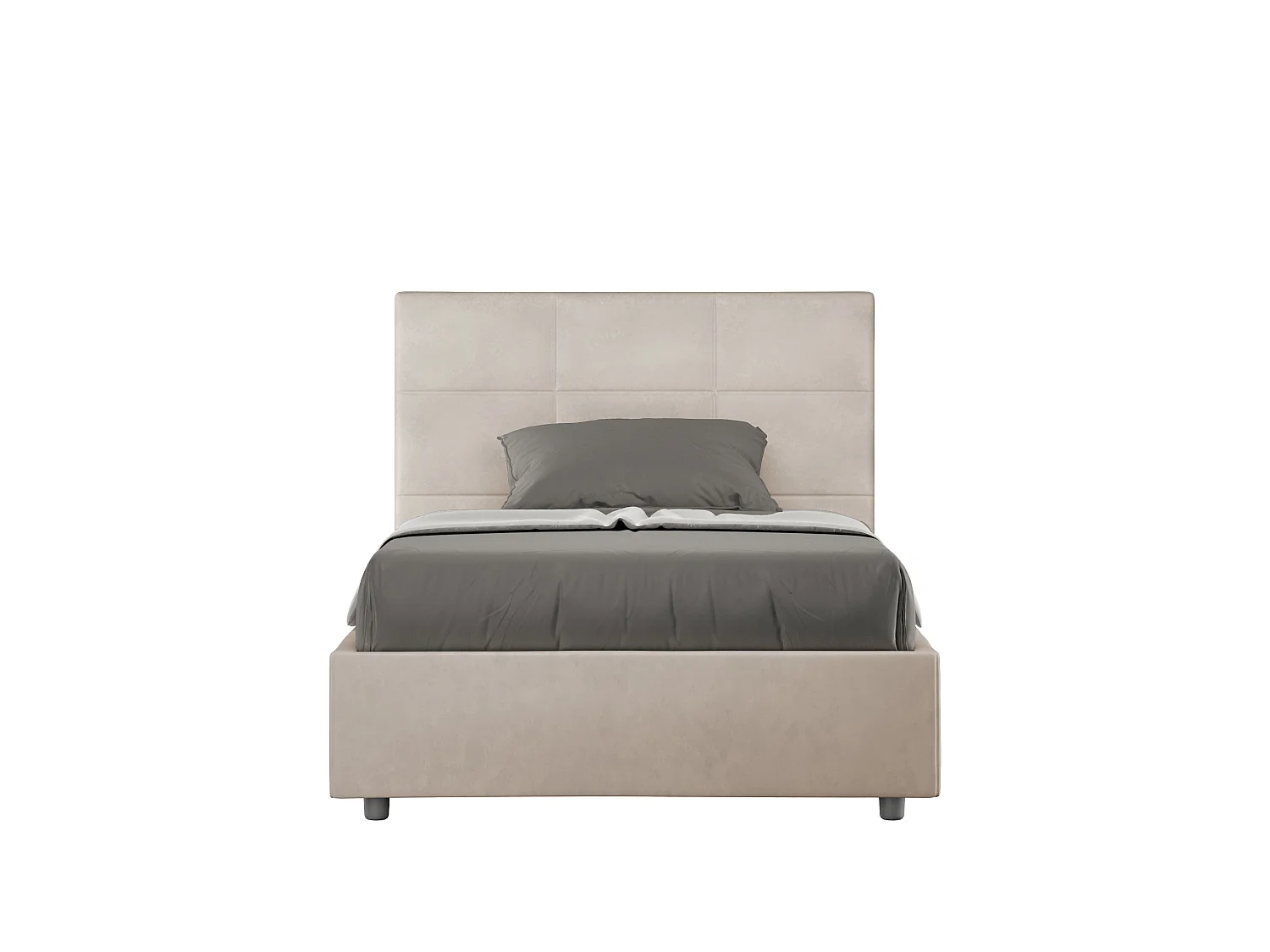 Lit 1 place et demi sans sommier rembourré 120x210 microfibre sable Mika