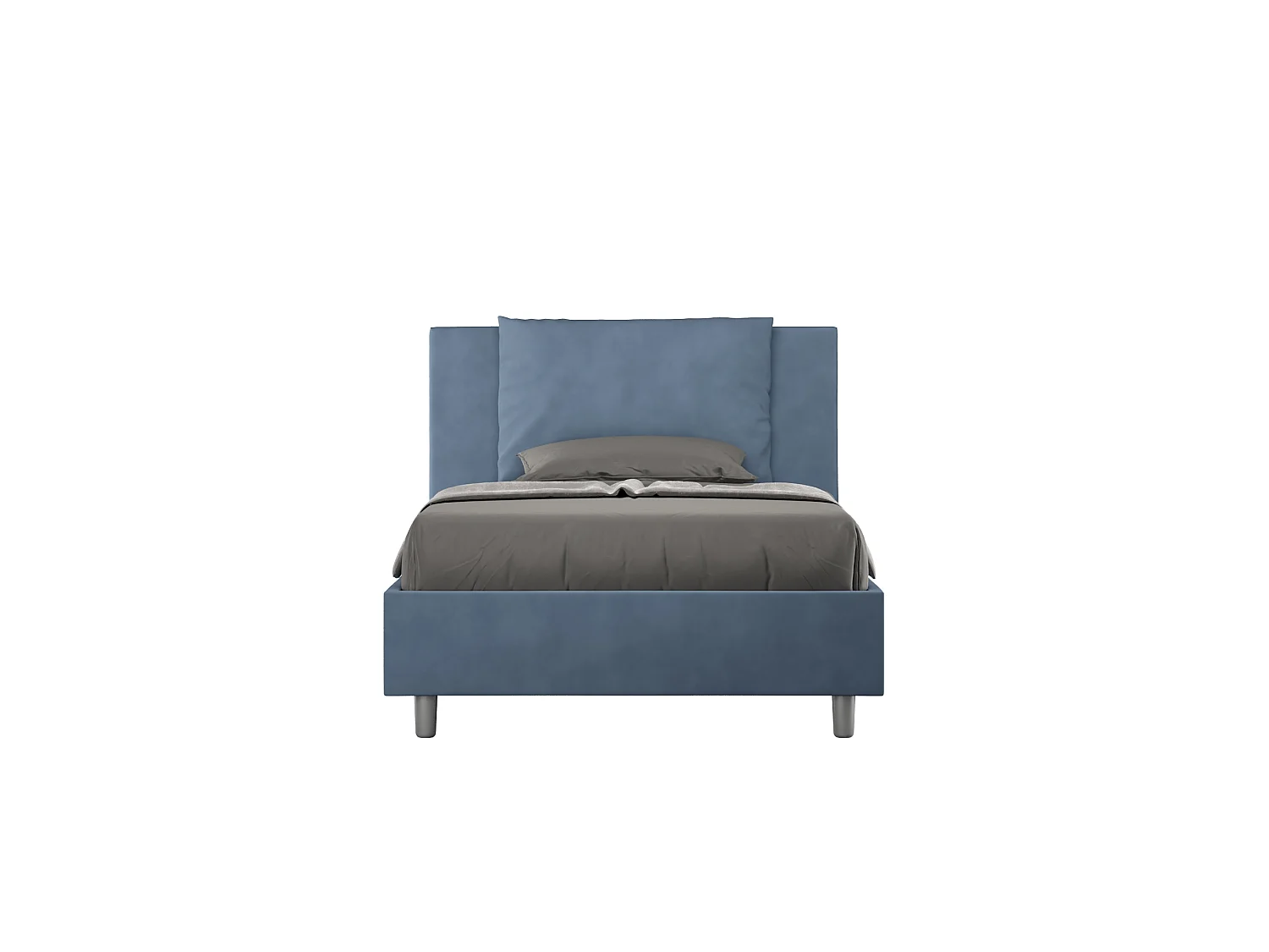 Cama de una plaza y medio con somier acolchada 120x200 microfibra azul Antea