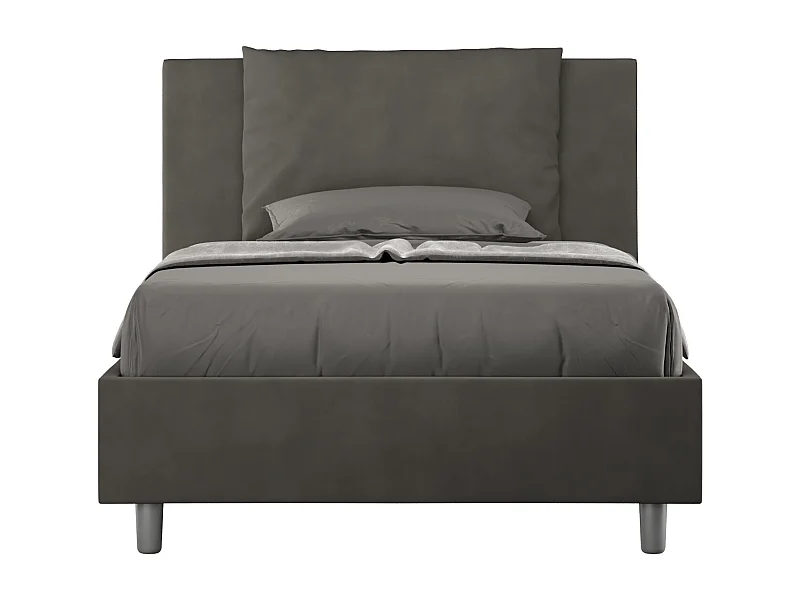 Letto con rete imbottito 120x210 microfibra grigio Antea