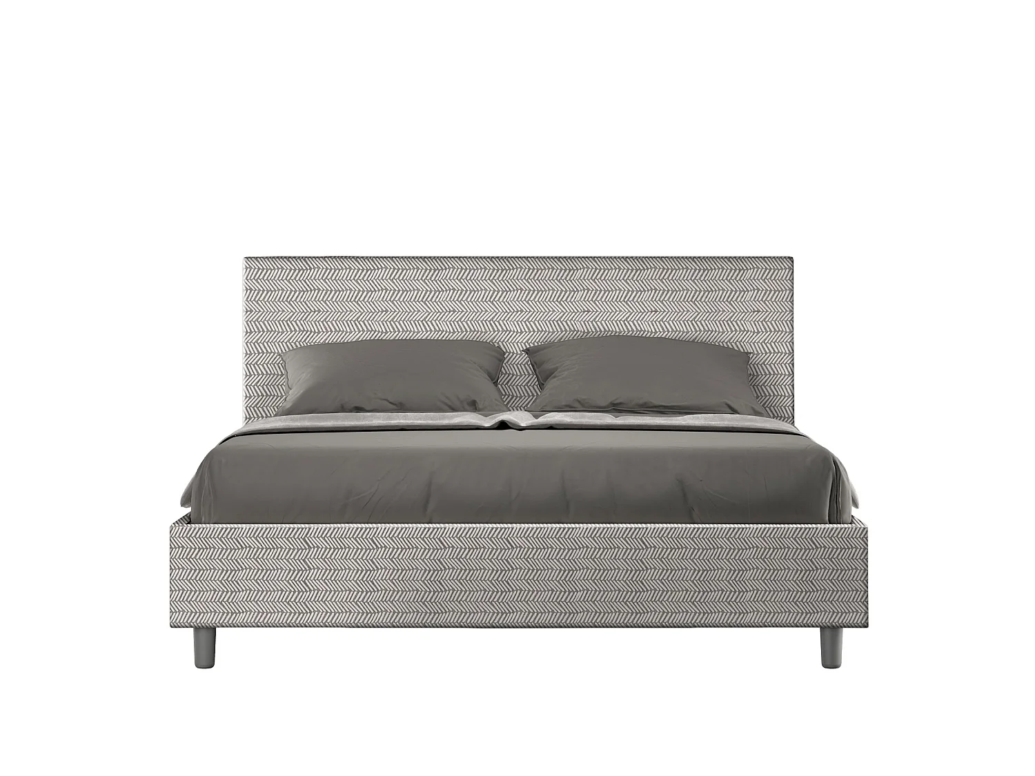 Lit sans sommier rembourré 160x210 tissu Aragona 1 blanc Adele