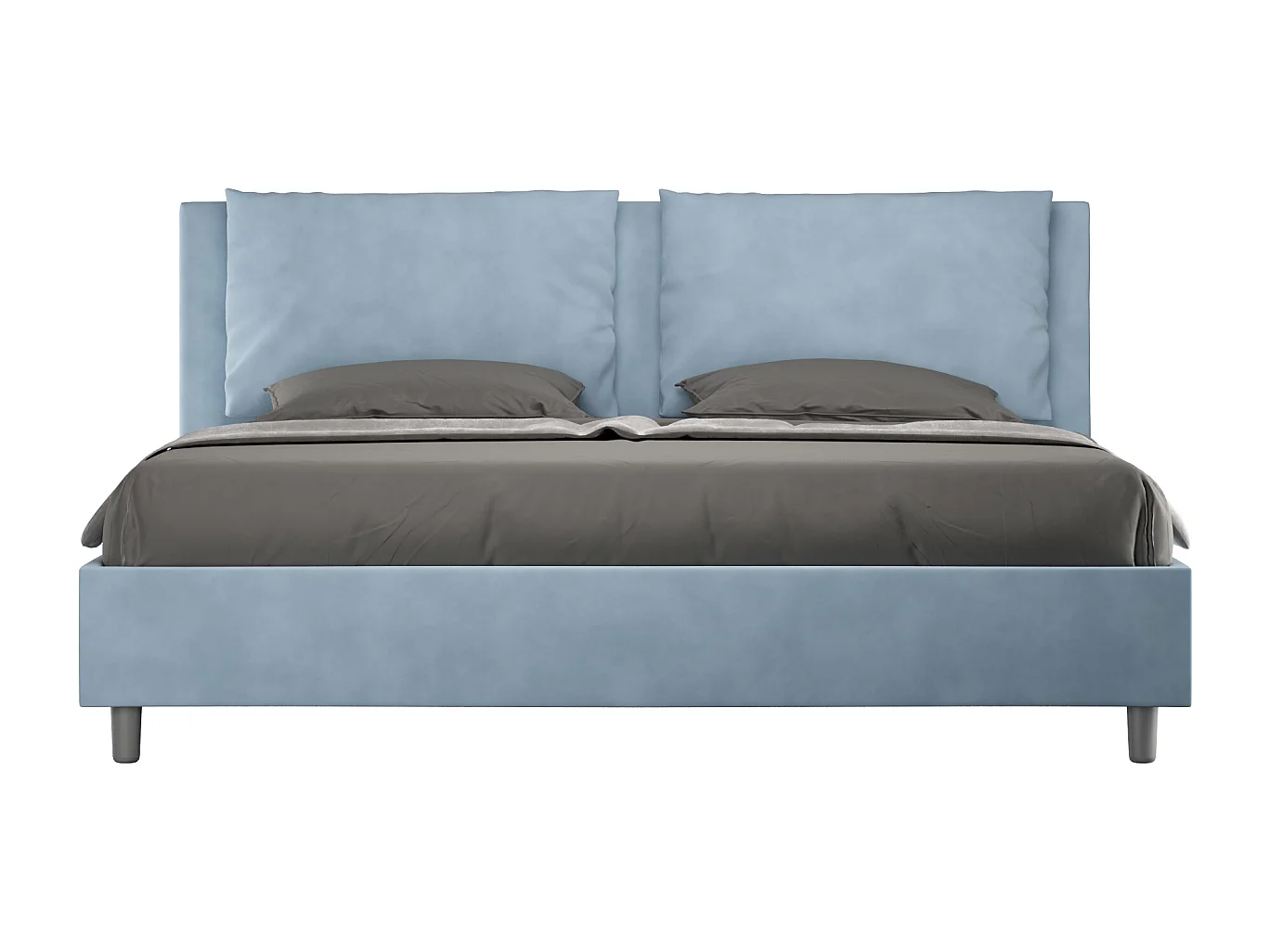 Letto con rete imbottito 200x200 microfibra azzurro Antea