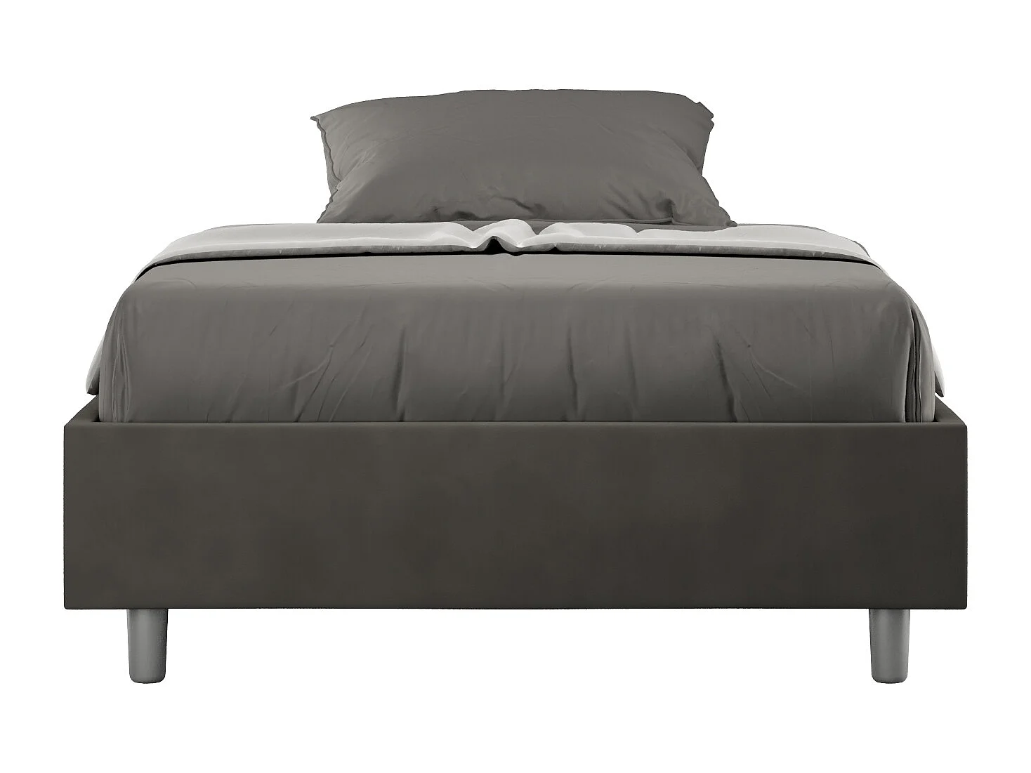 Cama sommier con base acolchada 120x190 Azelia gris microfibra