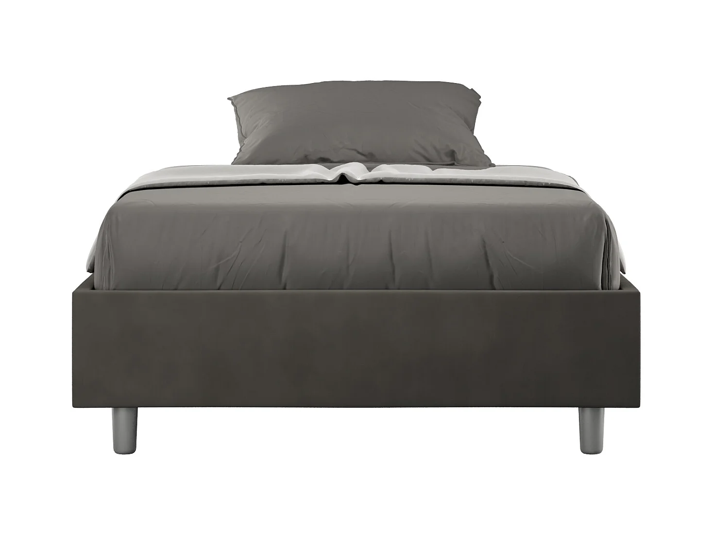 Cadre de lit 1 place et demi avec sommier rembourré 120x190 microfibre gris Azelia