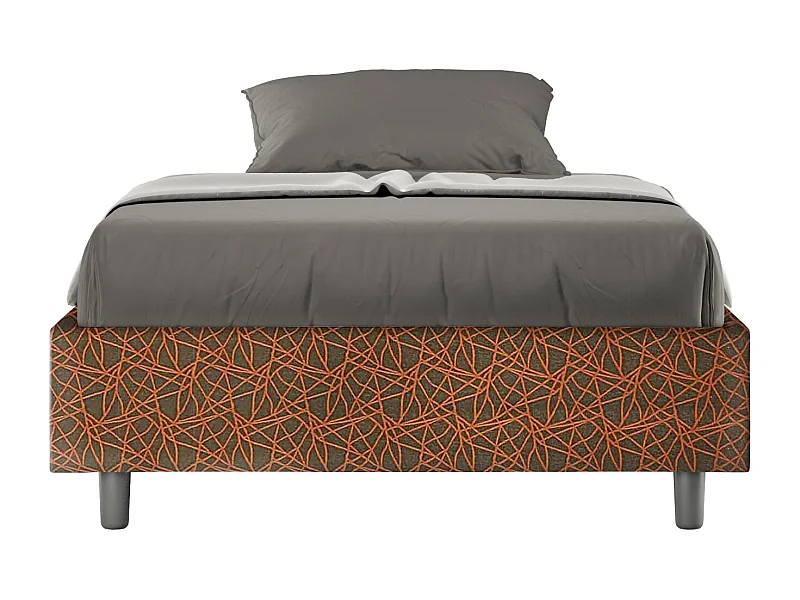 Cadre de lit 1 place et demi sans sommier rembourré 120x200 tissu Era 4 orange Azelia