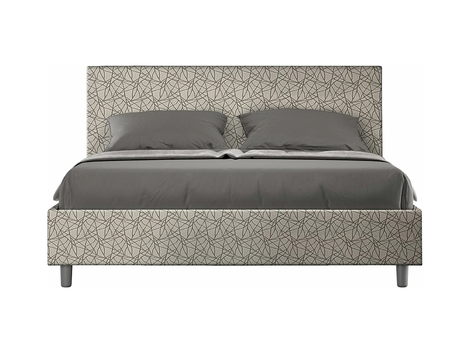 Bed met gewatteerde bodem 160x190 in Adele grijze stof Era 02