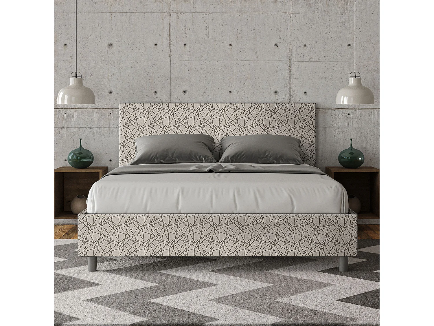 Gestoffeerd Bed 160x190 met lattenbodem stof Era 02 grijs Adele