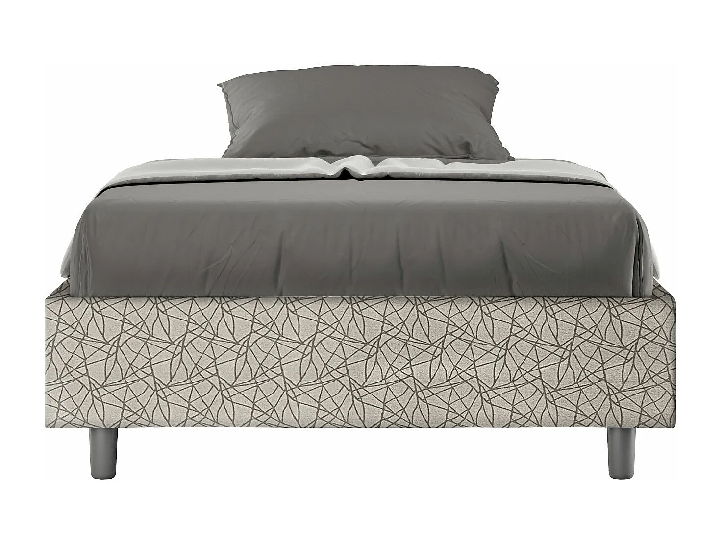 Cama sommier con base acolchada 120x210 en tela Era 02 gris Azelia