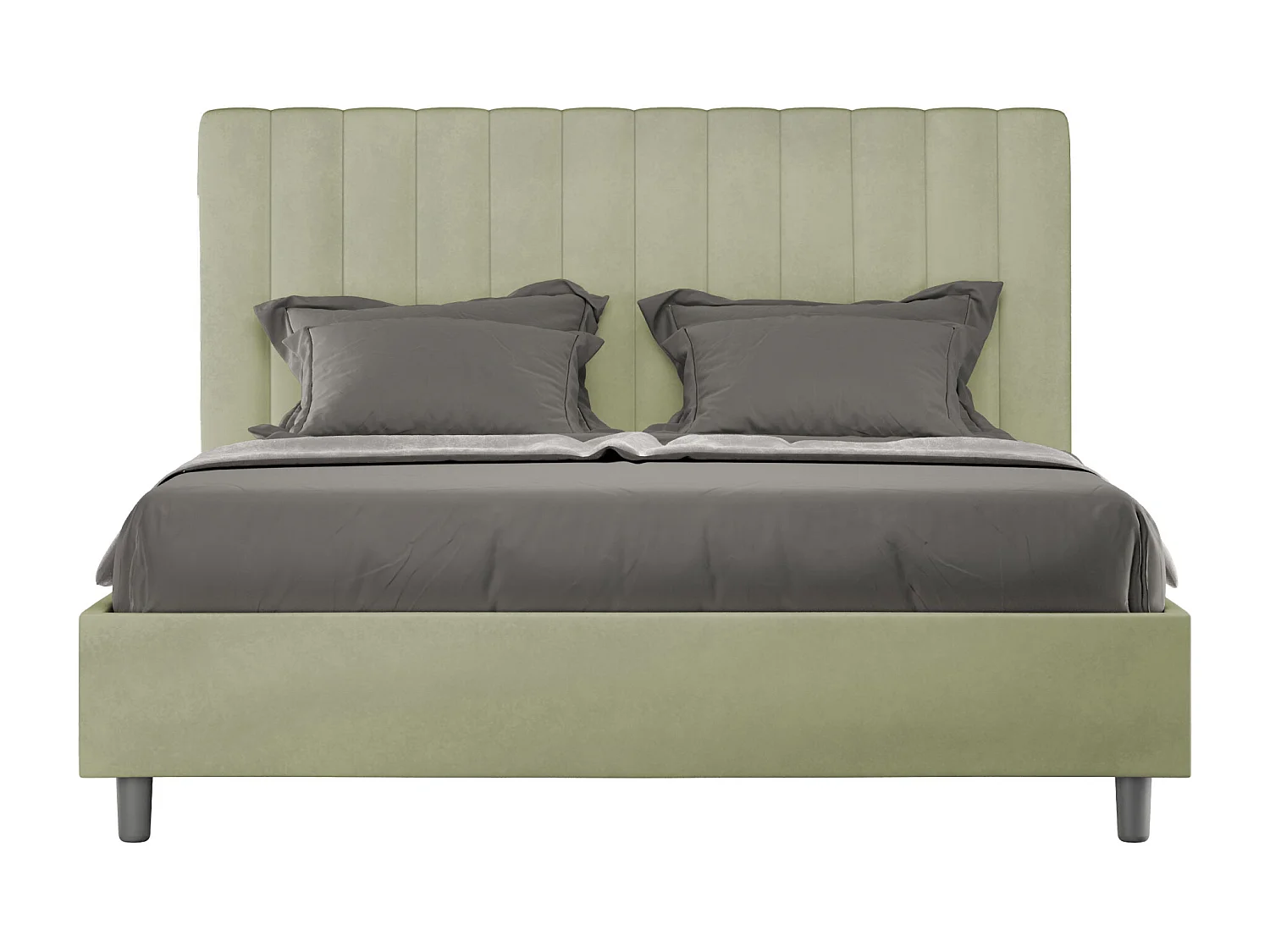 Lit double avec sommier rembourré 140x200 microfibre vert Agueda