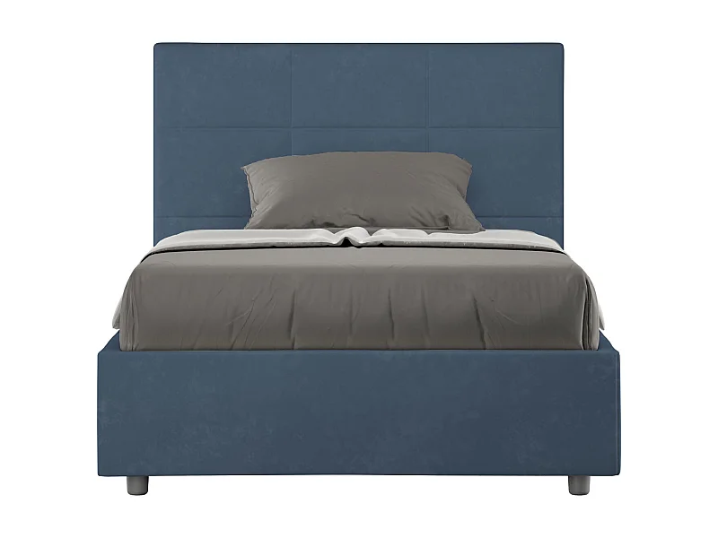 Letto senza rete imbottito 120x200 microfibra blu Mika